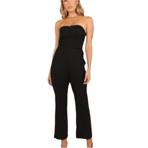 Petal & Pup NWT Nadia Strapless Jumpsuit Black Size L Elegant Wide-Leg